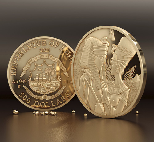 AMENHOTEP & NEFERTITI - 1 Oz Gold Coin - $500 Liberia 2025 | Gold