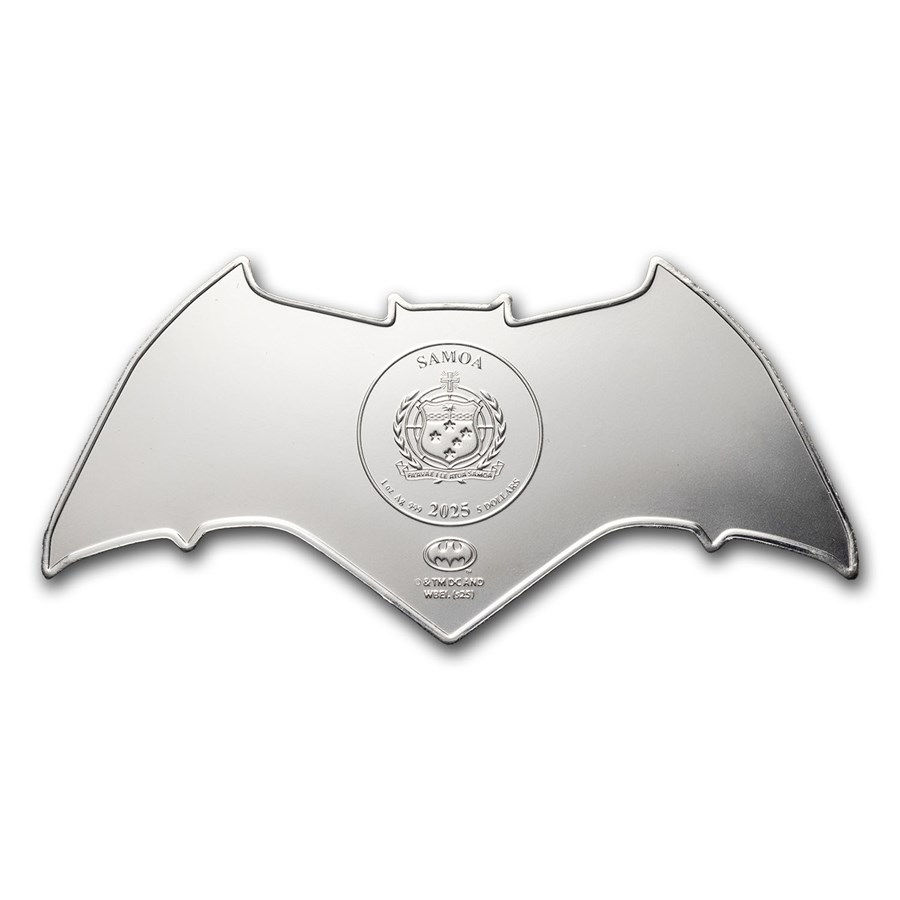Thumbnail: 2025 Samoa 1 oz Silver Batman Batarang Shaped Coin BU Colorized