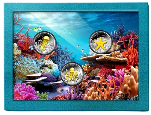 Golden Sea Animals Collection 3 x 1 Oz Silver Coins 2$ Samoa 2024