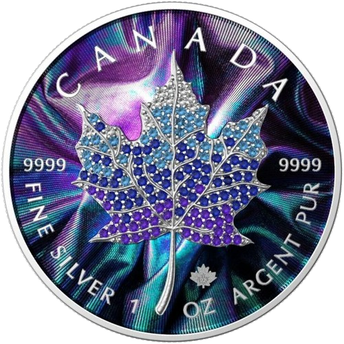 Miniatura: 2022 Canada $5 1oz 9999 Silver Maple Leaf Seasons December Bejeweled Leaf Insert