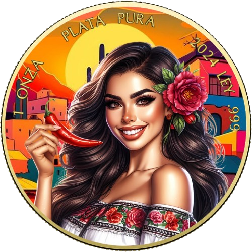 Miniatura: MEXICAN BEAUTIES Jalapeño Red Chili Pepper Libertad 1 Oz Silver Coin Mexico 2024
