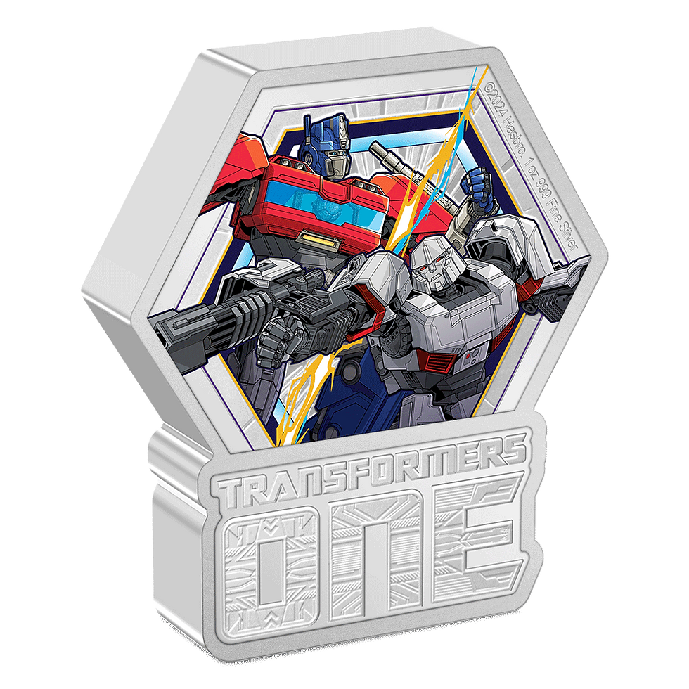 Miniatura: Hasbro Transformers One Optimus Prime and Megatron 1oz Silver Proof $2 Niue 2024