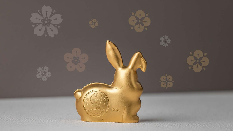 Miniatura: SWEET GILDED RABBIT Lunar Collection 1 Oz Silver Coin 1000 Togrog Mongolia 2023