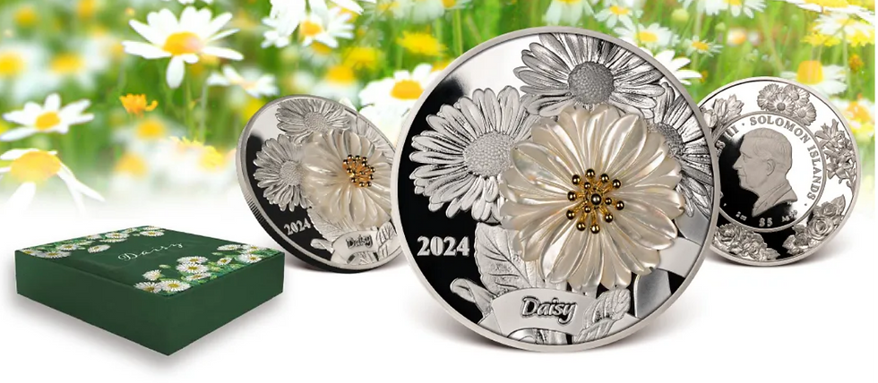 Miniatura: Beautiful Daisy 2oz .999 Silver $5 Solomon Islands 2024