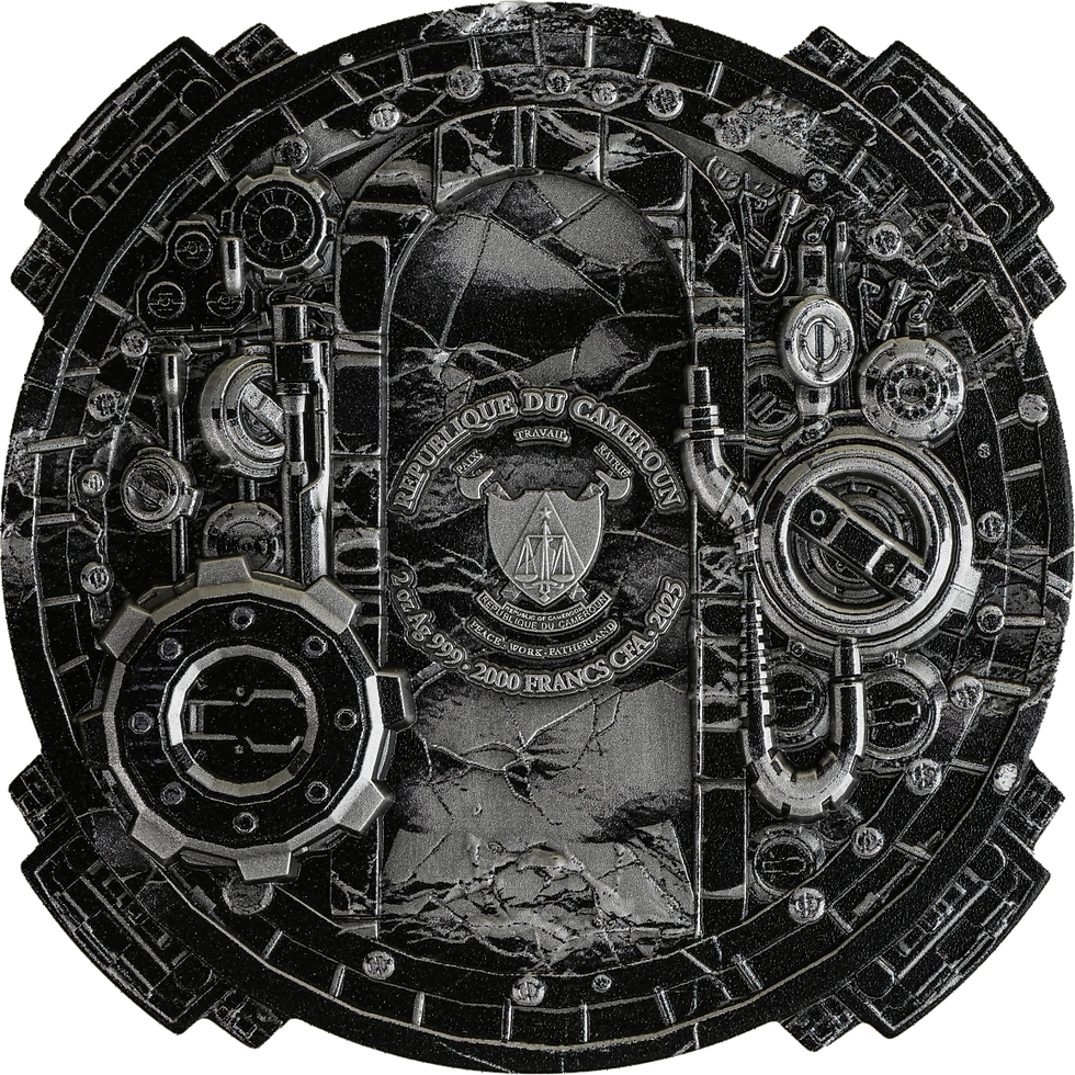 Miniatura: Steampunk Series: Steam-Driven Skull - 2oz .999 Silver High Relief Cameroon 2025