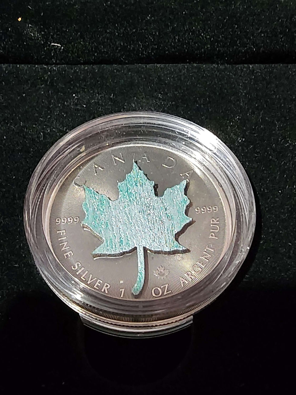 Miniaturbild: Maple leaf with Anthrazit Wooden Overlays 1oz 999.9 Silver Coin $5 Canada 2022