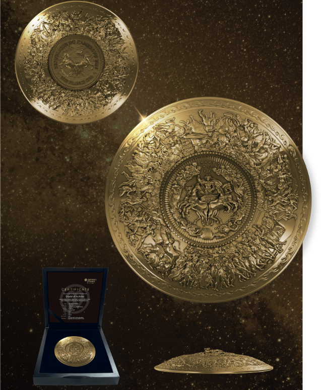 Miniatura: SHIELD OF ACHILLES 4 Oz Silver Coin 3000 Francs Cameroon 2026
