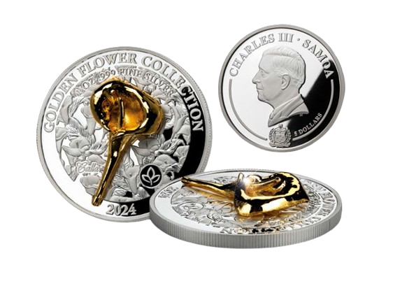 Miniature : CALLA Golden Flower Collection 1 Oz Silver Coin 5$ Samoa 2024