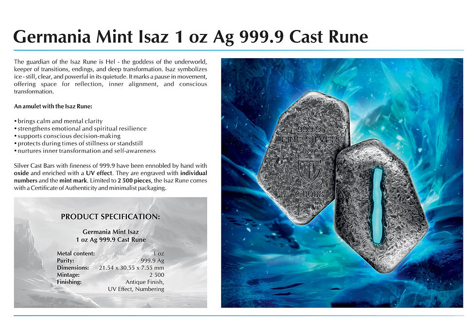 Thumbnail: Isaz Rune 1oz 999.9 Silver Coin Germania Mint 2025