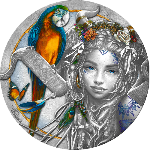 Miniatura: SOLSTIZIO Bellezze Oscure Moneta Argento 2$ Niue 2022 50g .999 Argento