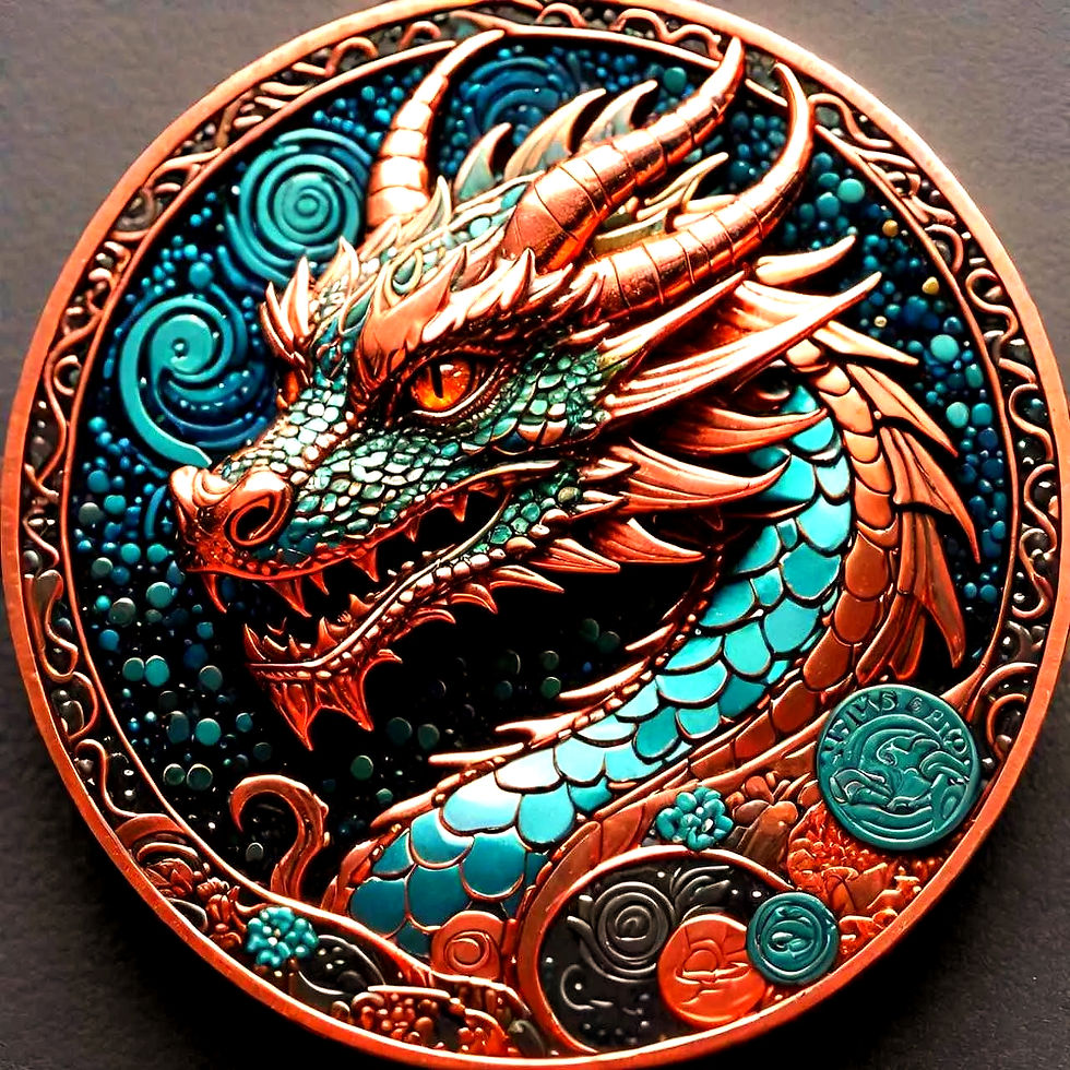 Lunar Dragon Colorized 33g Copper Round in Card