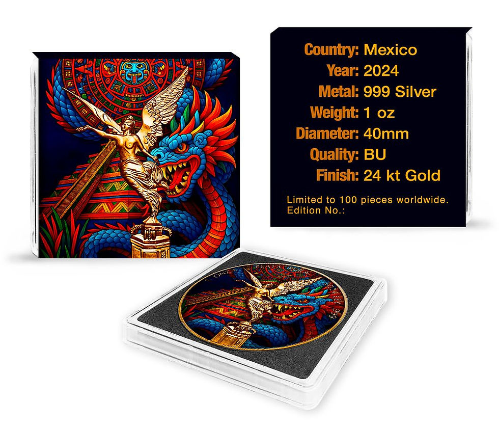Miniatura: Aztec Pyramid Dragon Libertad 1 Oz .999 Silver Coin Mexico 2024