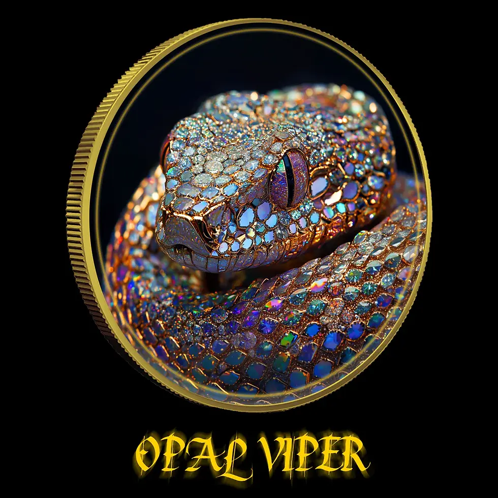 Miniature : Opal Viper Snake - 1 Oz Gold Glided .999 Silver Coin - 1$ USA 2024