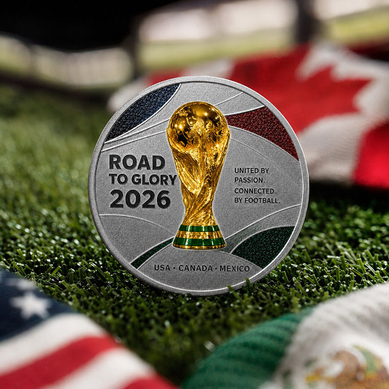 Miniatura: ROAD TO GLORY World Cup Diamond Dust - 1 Oz .999 Silver Coin - 1$ USA 2026
