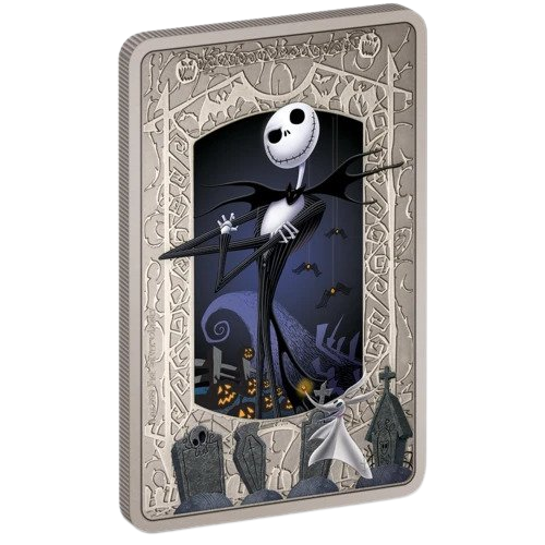 Miniatura: KOSZMAR PRZED ŚWIĄTECZNYM JACK SKELLINGTONEM – 2021 1 OZ CZYSTE SREBRNA MONETA – N