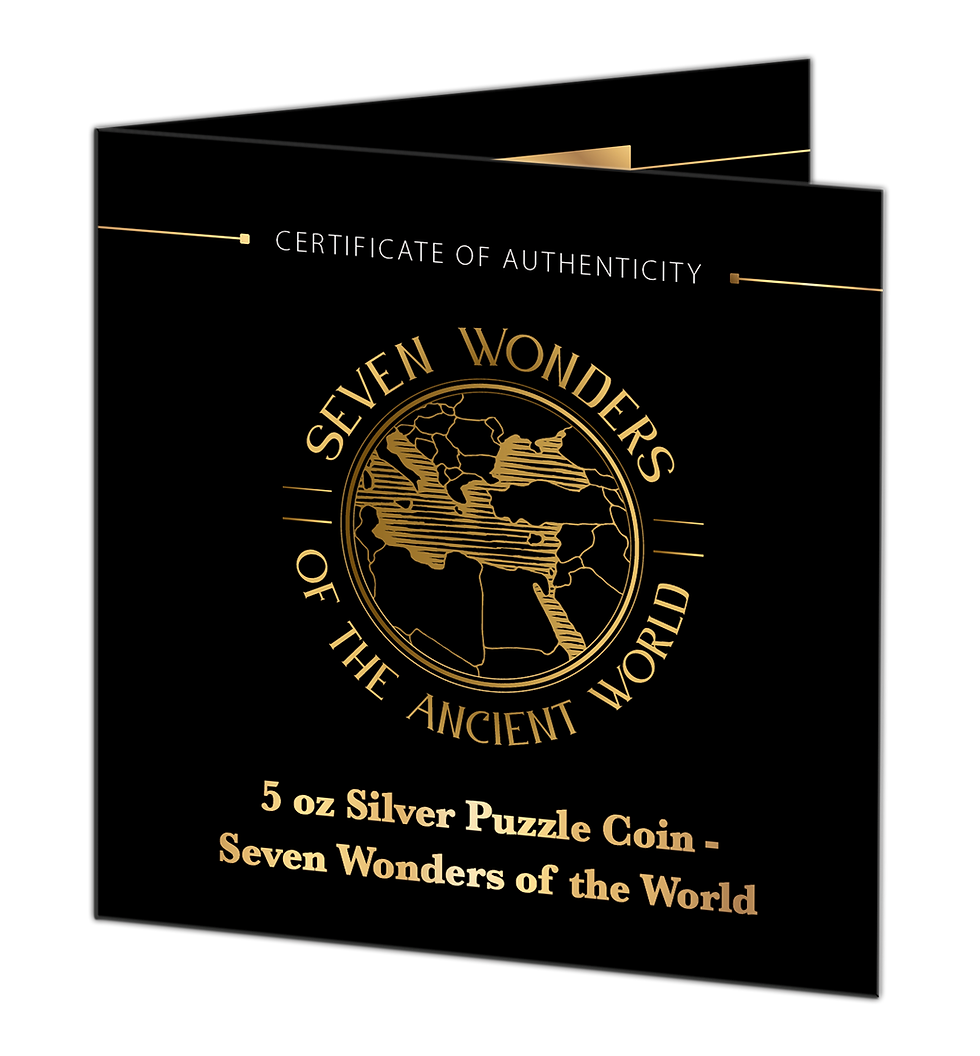 Miniatura: SEVEN WONDERS OF THE ANCIENT WORLD 5 Oz Puzzle Silver Coin Burundi 2024