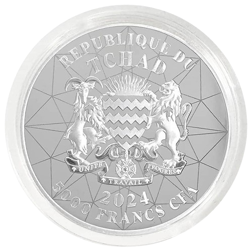 Miniatura: EAGLE MULTIFACETED 1 Oz Silver Coin 5000 Francs Chad 2024