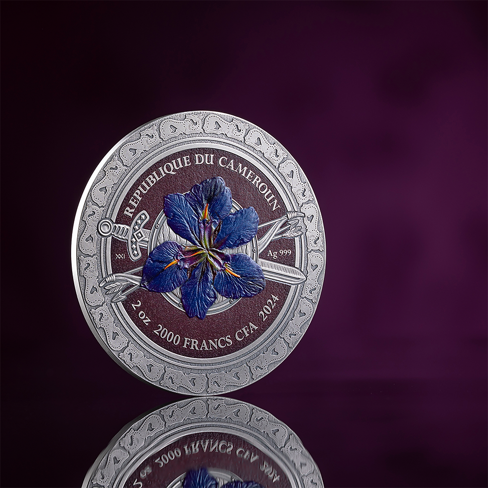 Miniature : SARMATIAN Femina Bellator 2 oz Antique finish Silver Coin 2000F Cameroon 2024