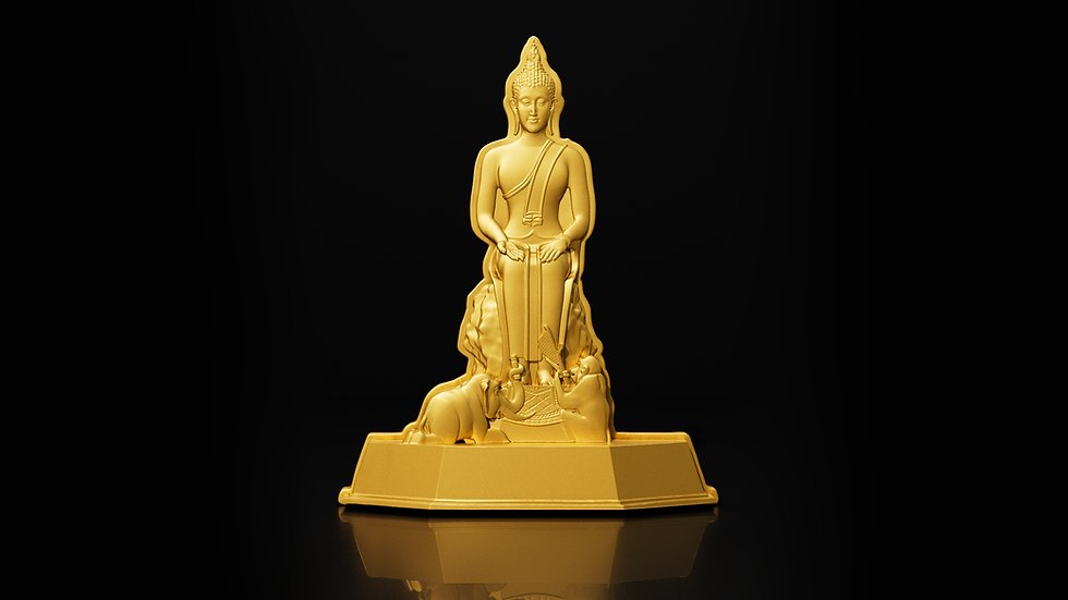 Miniatura: Wednesday Evening Buddha - The Blessed One 1oz Silver Coin 5000 Francs Chad 2024