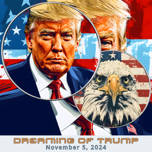 DREAMING OF TRUMP Donald Antique 1 Oz Silver Coin 1$ USA 2024