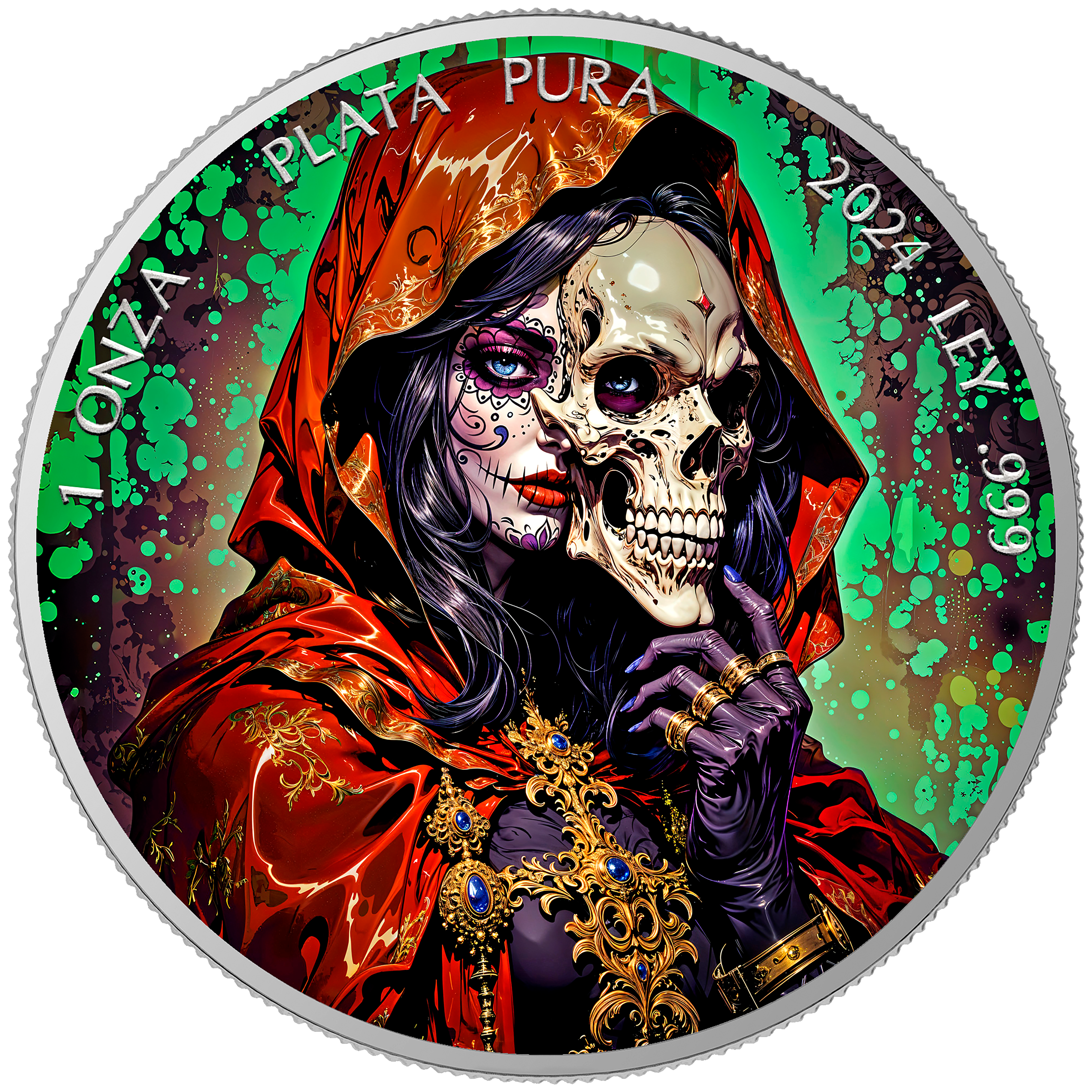 Dia de los Muertos – Santa Muerte 1oz .999 silver coin- Mexico libertad 2024
