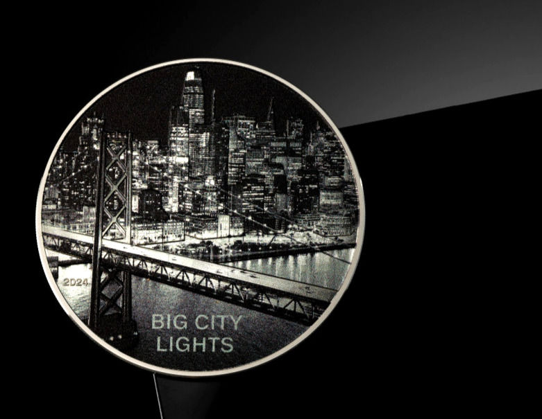 SAN FRANCISCO Big City Lights Silver Coin 5$ Cook Islands 2024
