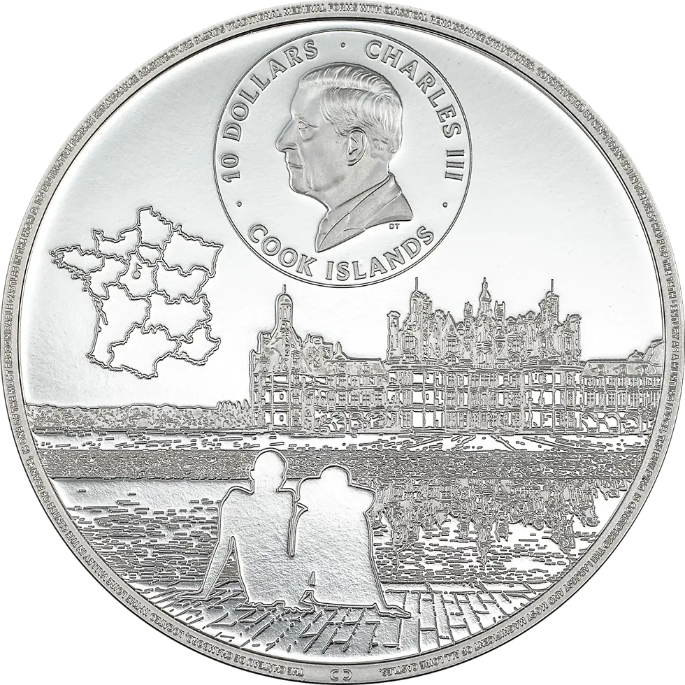 Miniatura: CHATEAU DE CHAMBORD 2 Oz Silver Coin 10$ Cook Islands 2024
