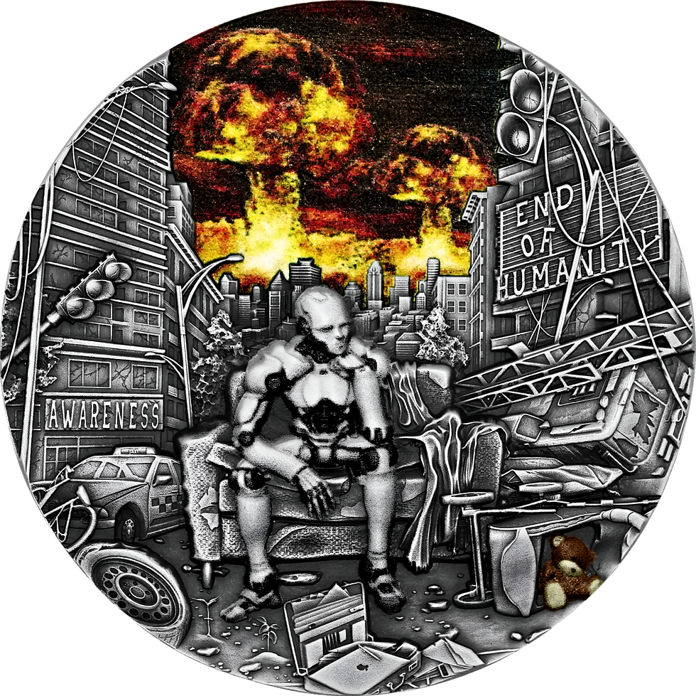 Awareness: End of Humanity 2 oz Silver High Relief 2000 francs CFA Cameroon 2023