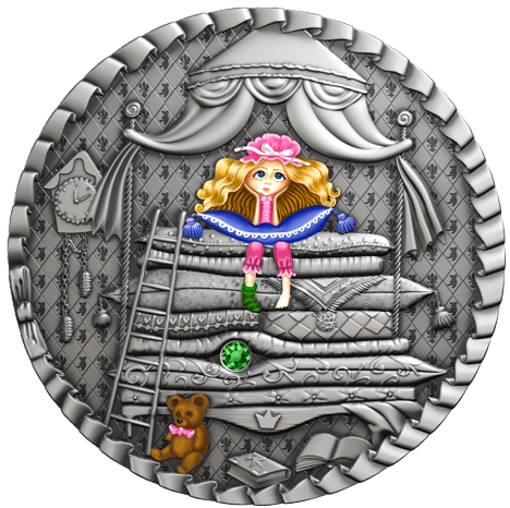 PRINCESS AND THE PEA Fairy Tales 1 Oz Silver Coin 1$ Niue 2021