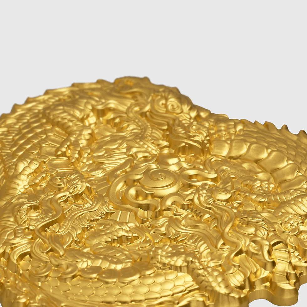 Miniaturbild: Triple Infinity Dragons 3 oz 999 Fine Silver Coin Gold finish – Chad 2023