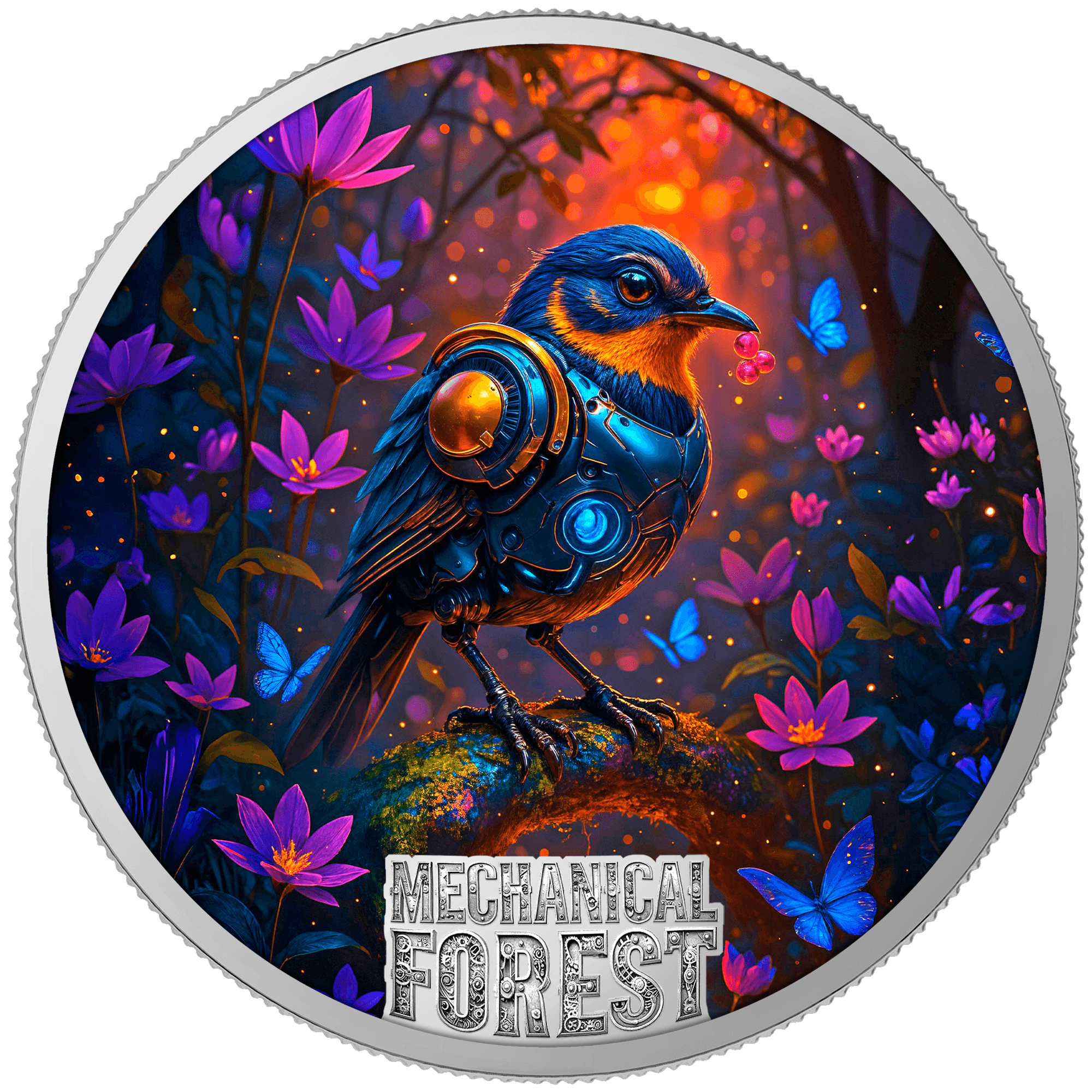 Mechanical Bird: Mechanical Forest Series - 1oz .999 Silver Coin - 10$ Liberia 2