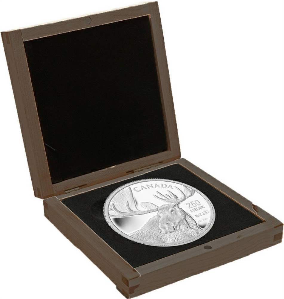 Miniatura: 2012 250 $ ROBERT BATEMAN: RODZINA ŁOSI - CZYSTE SREBRNA KILO MONETA
