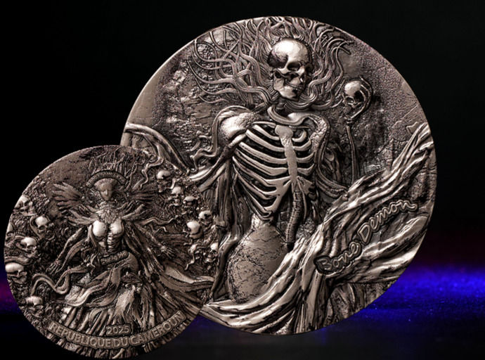 Miniaturbild: Bone Demon - 2oz .999 High Relief Silver Coin - 2000 Francs CFA Cameroon 2025