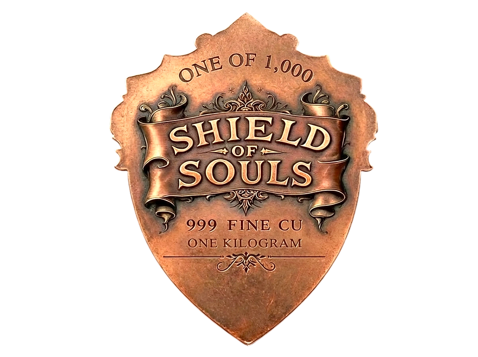 Miniature : SHIELD OF SOULS - 1kg .999 High Relief Copper medal