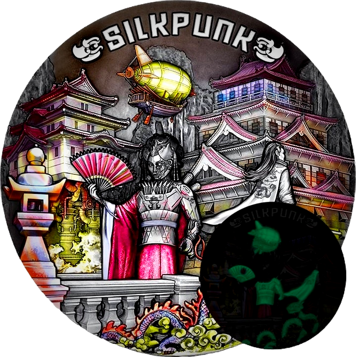 5$ Silkpunk - The Punk Universe - 2 oz Silver High Relief Niue 2022 UV Antiqued