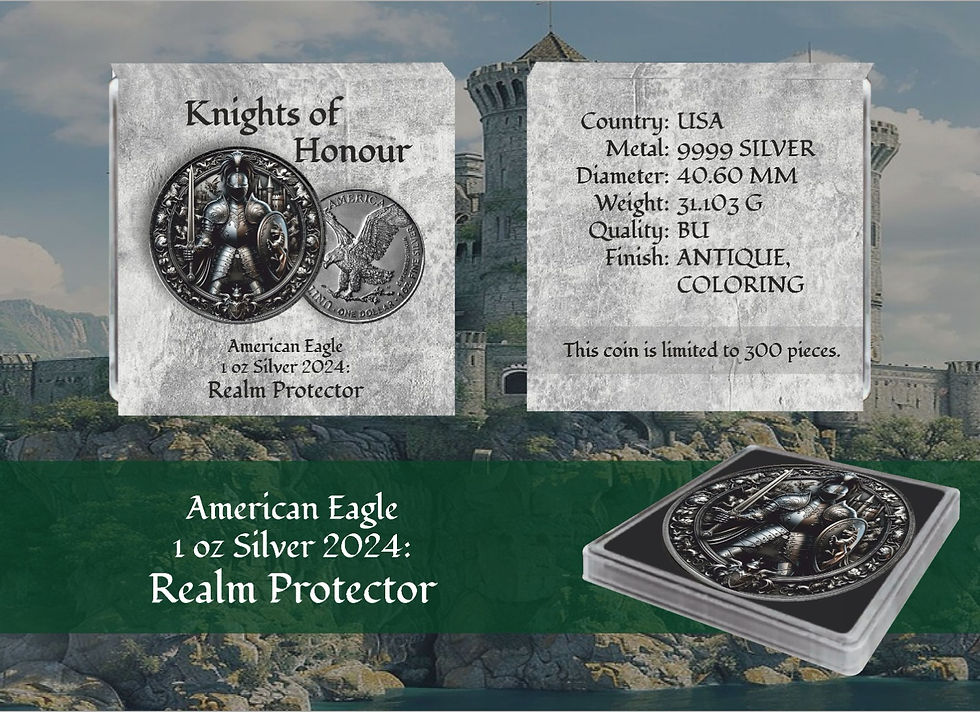 Miniatura: REALM PROTECTOR Knights of Honour American Eagle 1 Oz Silver Coin 1$ USA 2024