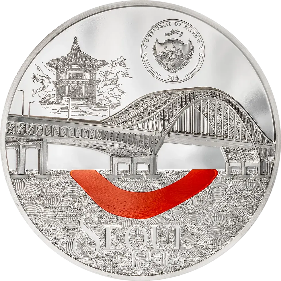 Miniatura: SEOUL Tiffany Art Metropolis 1 Kg Kilo Silver Coin 50$ Palau 2024