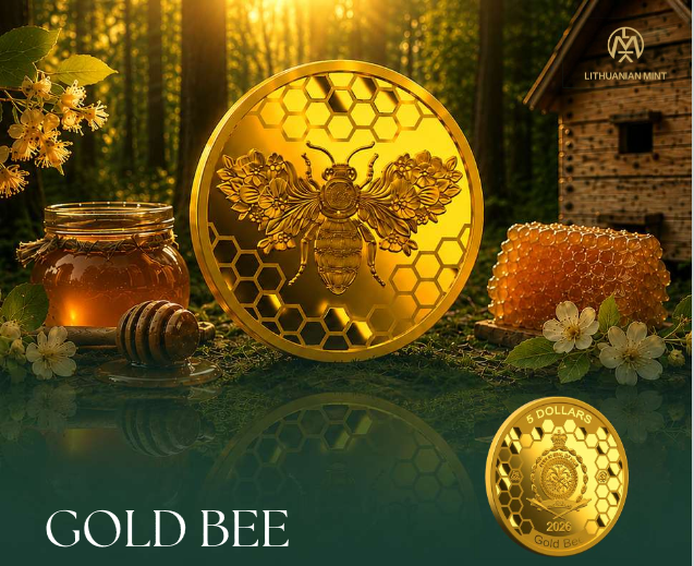 Miniatura: Gold Bee - 1,24 g .999 Gold Proof Coin - 5$ Niue 2026