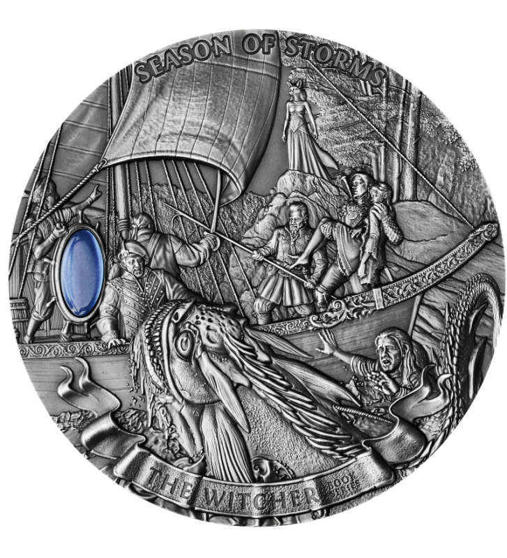 Miniatura: Season of Storms - The Witcher Book Series, 1kg Kilo High Relief Silver 2025
