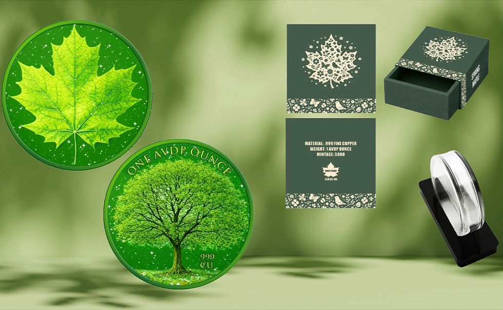 Miniatura: Spring Maple Colorized Diamond Dust 1 oz .999 Copper Round