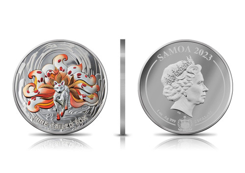 Nine Tailed Fox - Mythical Creatures 1oz .999 Silver 2$ Samoa 2023