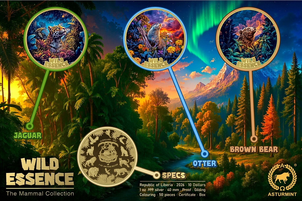 Miniaturbild: Otter: Wild Essence - The Mammal Collection - 1oz .999 Gold Glided Liberia 2026