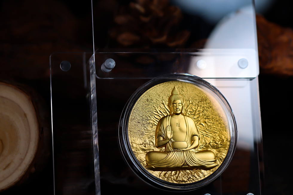 Miniaturbild: The Buddha - Creator of Buddhism 2oz .999 Silver Gold Glided 2000F Gabon 2025