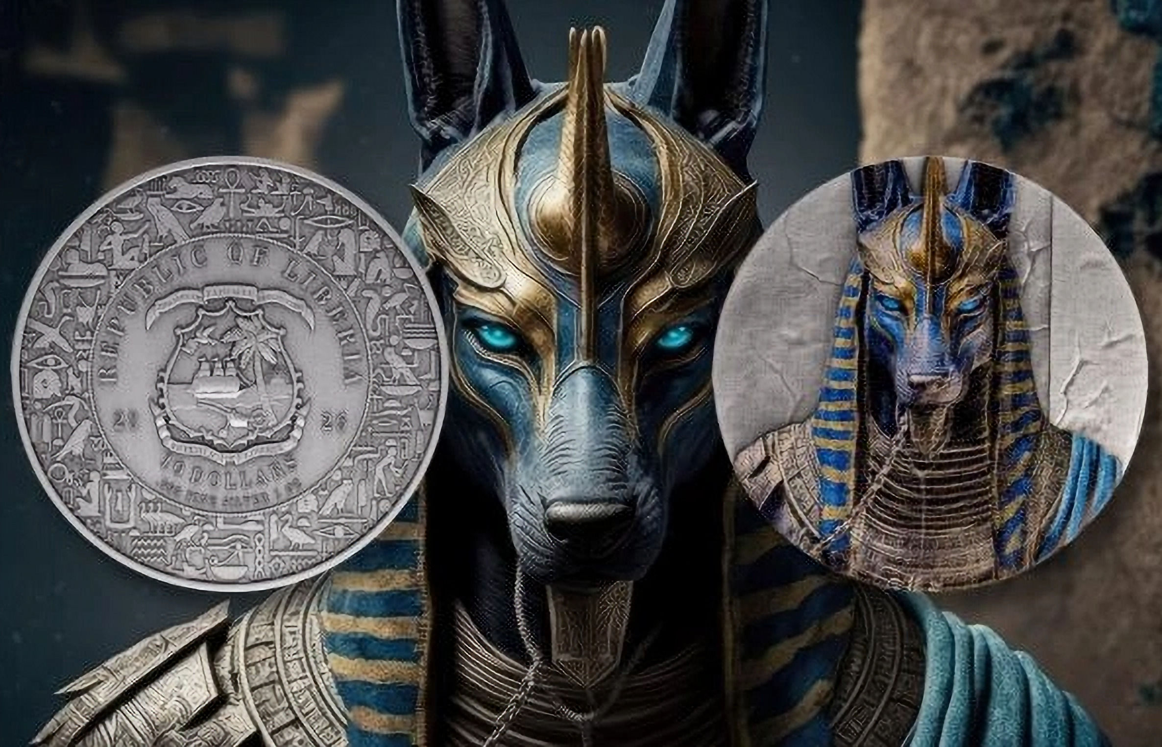 Anubis - Egyptian Heritage series - 1oz .999 High Relief Silver 10$ Liberia 2026