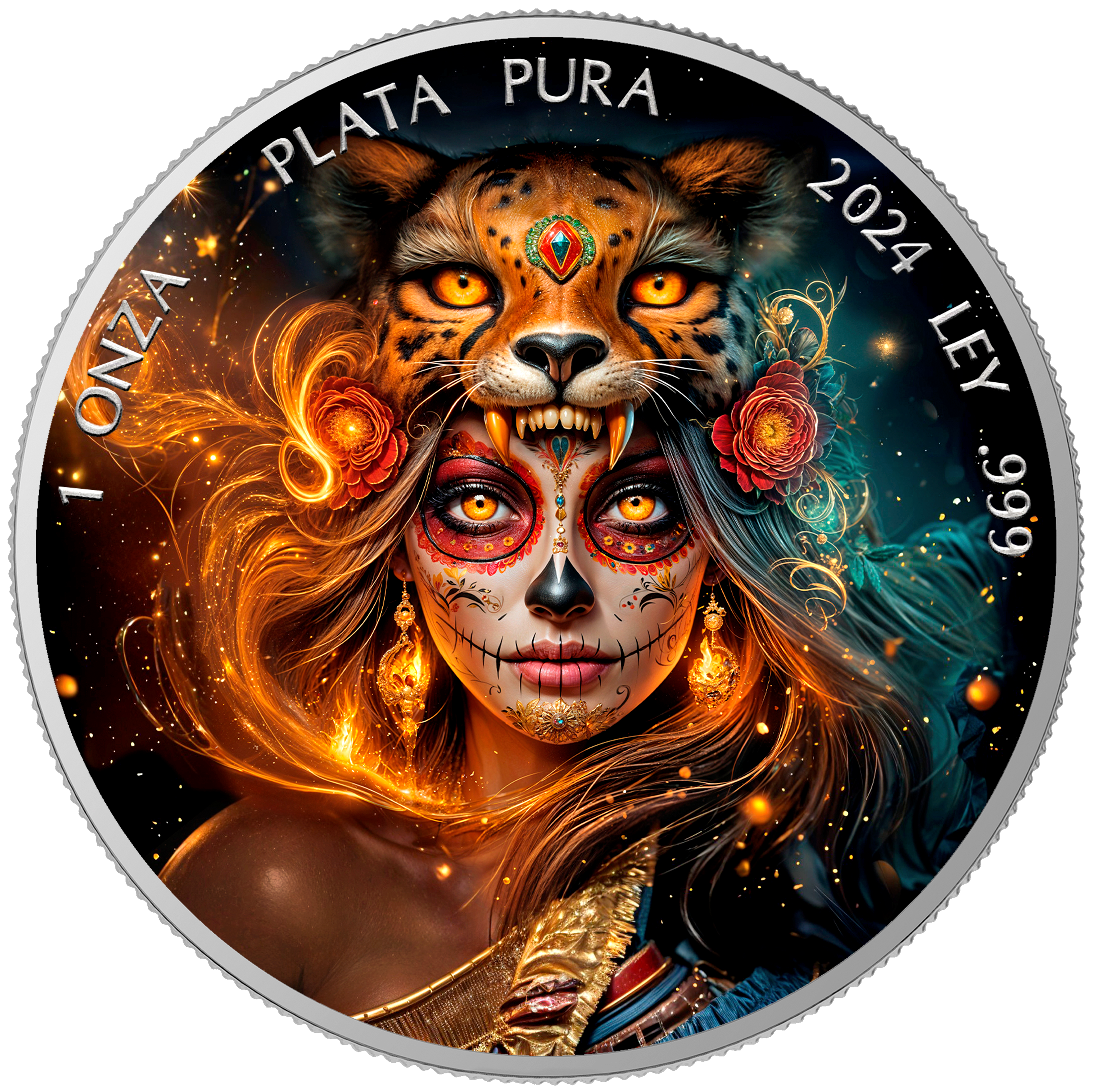 Dia de los Muertos - Ocelotl Warrior - 1oz .999 silver coin Mexico libertad 2024