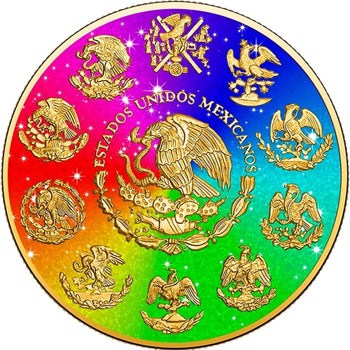 Miniature : GOLD DIAMOND RAINBOW Libertad 1 Oz Silver Coin Mexico 2023