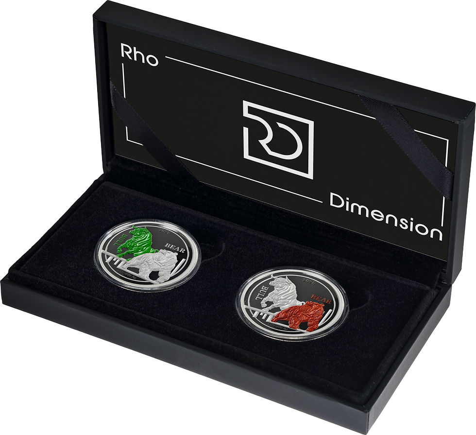 Miniatura: Bull & Bear - 2 x 1 oz Silver Coin Set - 1$ Ascencion Islands 2026