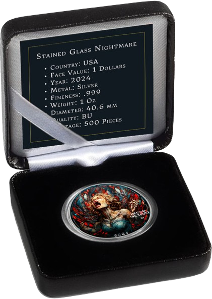 Miniatura: NIGHTMARE DROWING Stained Glass 1 Oz Silver Coin 1$ USA 2024