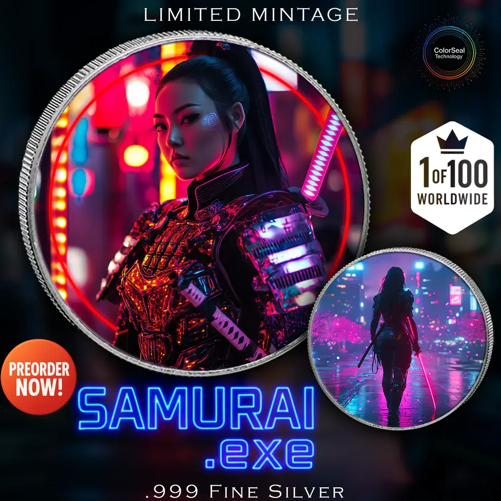 Samurai.exe - 1 Oz 999.9 Silver Coin 5$ Canada 2025