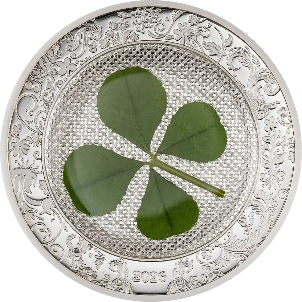 Miniatura: Ounce of Luck Four Leaf Clover 1oz .999 Silver Coin $5 Cook Islands 2026